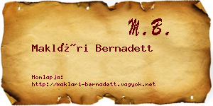 Maklári Bernadett névjegykártya