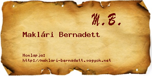 Maklári Bernadett névjegykártya